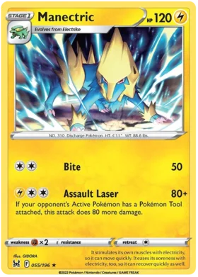 Pokemon Single Card - Lost Origin 055/196 Manectric Rare Pack Fresh