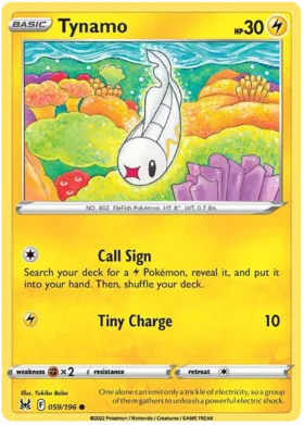 Pokemon Single Card - Lost Origin 059/196 Tynamo Common Pack Fresh