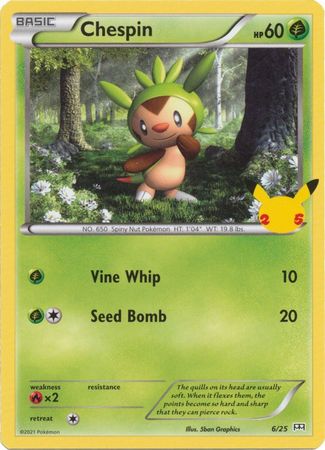 Pokemon Single Card - McDonalds 2021 25th Anniversary Promo 06/25 Chespin