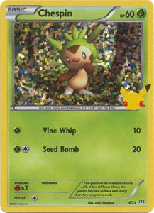 Pokemon Single Card - McDonalds 2021 25th Anniversary Promo 06/25 Chespin Holo