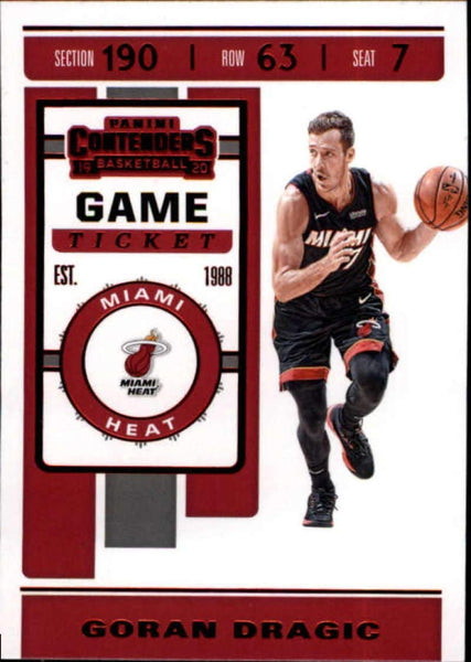 NBA 2019-20 Panini Contenders Game Ticket Red #34 Goran Dragic Miami Heat NBA Basketball Trading Card