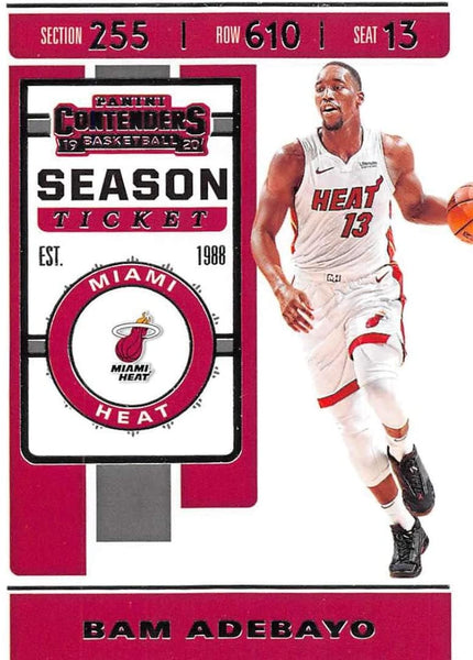 NBA 2019-20 Panini Contenders Season Ticket #8 Bam Adebayo Miami Heat NBA Basketball Trading Card