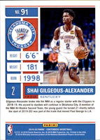 NBA 2019-20 Panini Contenders Basketball #91 Shai Gilgeous-Alexander Oklahoma City Thunder Basketball Card