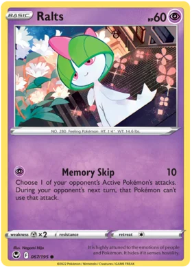 Pokemon Single Card - Silver Tempest 067/195 Ralts Common Pack Fresh