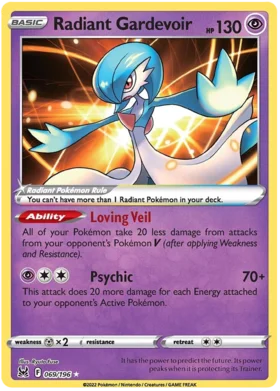 Pokemon Single Card - Lost Origin 069/196 Radiant Gardevoir Pack Fresh