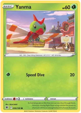 Pokemon Single Card - Astral Radiance 006/189 Yanma Common Pack Fresh