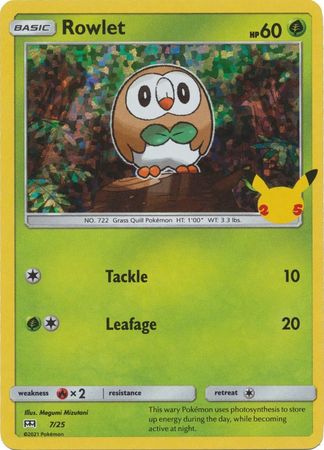 Pokemon Single Card - McDonalds 2021 25th Anniversary Promo 07/25 Rowlet