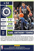 NBA 2019-20 Panini Contenders Season Ticket #54 Karl-Anthony Towns Minnesota Timberwolves NBA Basketball Trading Card