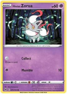 Pokemon Single Card - Lost Origin 075/196 Hisuian Zorua Common Pack Fresh