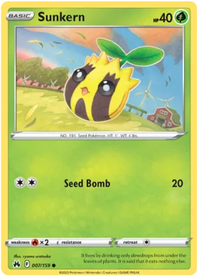Pokemon Single Card - Crown Zenith 007/159 Sunkern Common Pack Fresh