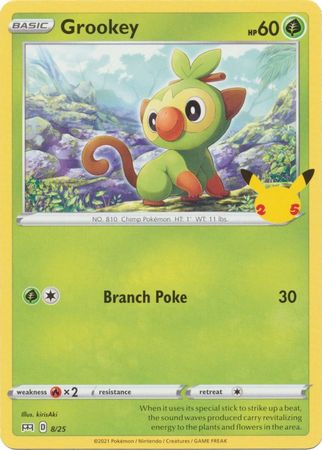 Pokemon Single Card - McDonalds 2021 25th Anniversary Promo 08/25 Grookey