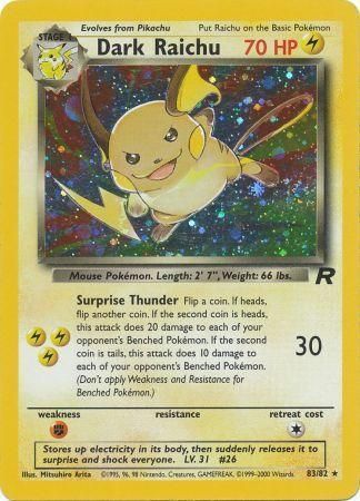 Pokemon Single Card - Team Rocket 83/82 Dark Raichi Holo Secret Rare Light Play Condition