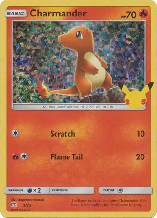 Pokemon Single Card - McDonalds 2021 25th Anniversary Promo 09/25 Charmander Holo