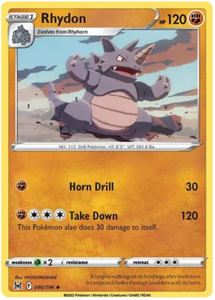 Pokemon Single Card - Lost Origin 090/196 Rhydon Uncommon Pack Fresh