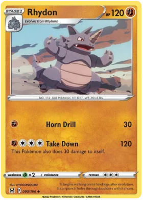 Pokemon Single Card - Lost Origin 090/196 Rhydon Uncommon Pack Fresh