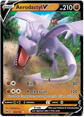 Pokemon Single Card - Lost Origin 092/196 Aerodactyl V Pack Fresh