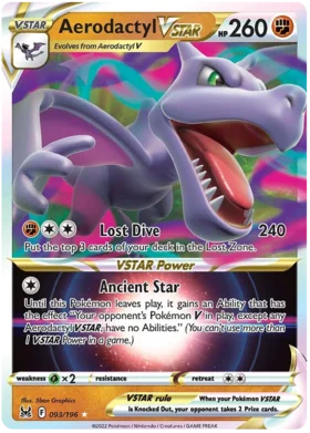 Pokemon Single Card - Lost Origin 093/196 Aerodactyl VSTAR Pack Fresh