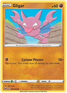 Pokemon Single Card - Lost Origin 095/196 Gligar Common Pack Fresh