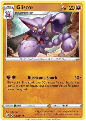 Pokemon Single Card - Lost Origin 096/196 Gliscor Rare Pack Fresh