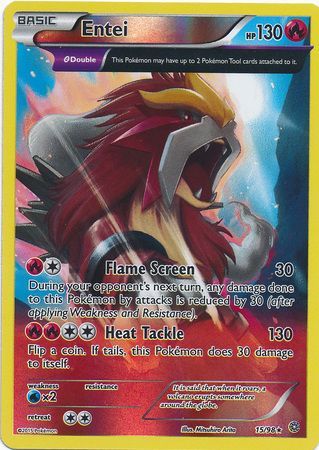 Pokemon Single Card -  Ancient Origins 15/98 Entei Reverse Holo Rare Full Art Near Mint