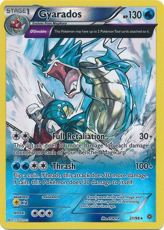 Pokemon Single Card -  Ancient Origins 21/98 Gyarados Reverse Holo Rare Full Art Near Mint