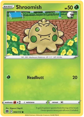 Pokemon Single Card - Brilliant Stars 003/172 Shroomish Common Pack Fresh