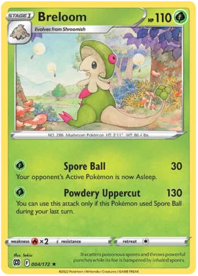 Pokemon Single Card - Brilliant Stars 004/172 Breloom Rare Pack Fresh