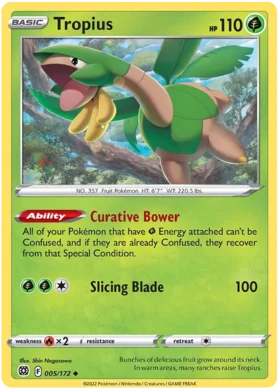 Pokemon Single Card - Brilliant Stars 005/172 Tropius Uncommon Pack Fresh