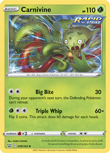 Pokemon Single Card - Battle Styles 009/163 Carnivine Uncommon Pack Fresh