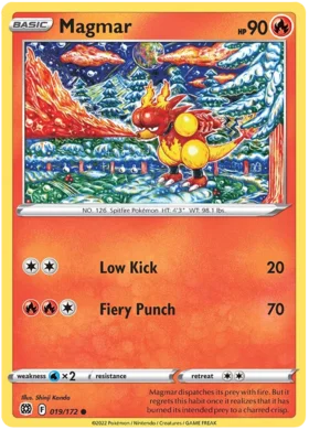 Pokemon Single Card - Brilliant Stars 019/172 Magmar Common Pack Fresh