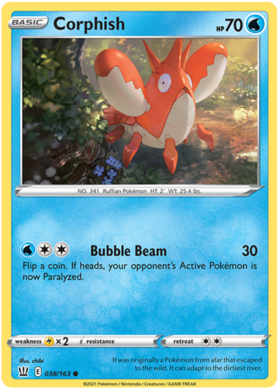 Pokemon Single Card - Battle Styles 038/163 Corphish Common Pack Fresh