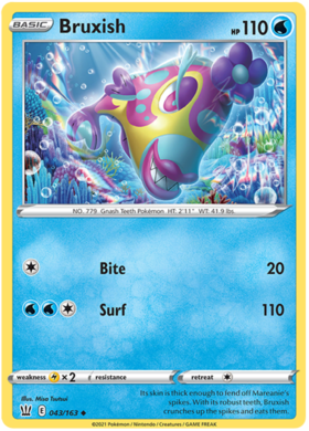 Pokemon Single Card - Battle Styles 043/163 Bruxish Uncommon Pack Fresh