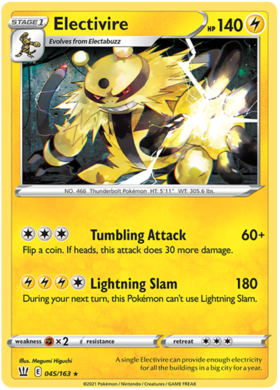 Pokemon Single Card - Battle Styles 045/163 Electivire Rare Pack Fresh