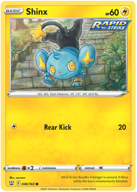 Pokemon Single Card - Battle Styles 046/163 Shinx Common Pack Fresh