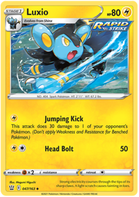 Pokemon Single Card - Battle Styles 047/163 Luxio Uncommon Pack Fresh