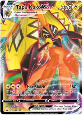 Pokemon Single Card - Battle Styles 051/163 Tapu Koko VMAX Pack Fresh