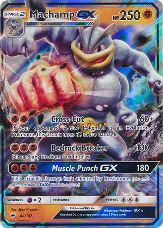 Pokemon Single Card - Burning Shadows 064/147 Machamp GX Pack Fresh