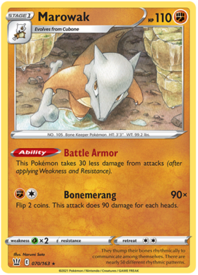 Pokemon Single Card - Battle Styles 070/163 Marowak Rare Pack Fresh