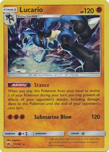 Pokemon Single Card - Burning Shadows 071/147 Lucario Holo Pack Fresh