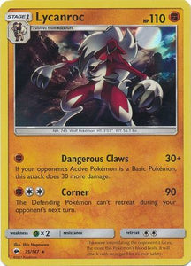 Pokemon Single Card - Burning Shadows 075/147 Lycanroc Holo Pack Fresh