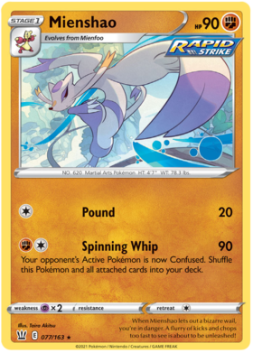 Pokemon Single Card - Battle Styles 077/163 Mienshao Rare Pack Fresh