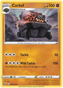 Pokemon Single Card - Battle Styles 079/163 Carkol Uncommon Pack Fresh