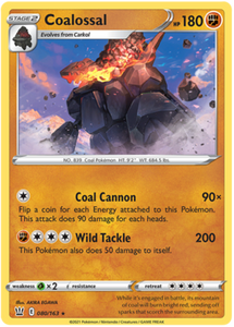 Pokemon Single Card - Battle Styles 080/163 Coalossal Holo Rare Pack Fresh