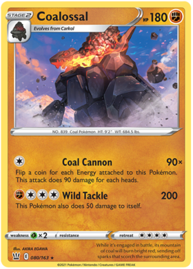 Pokemon Single Card - Battle Styles 080/163 Coalossal Holo Rare Pack Fresh