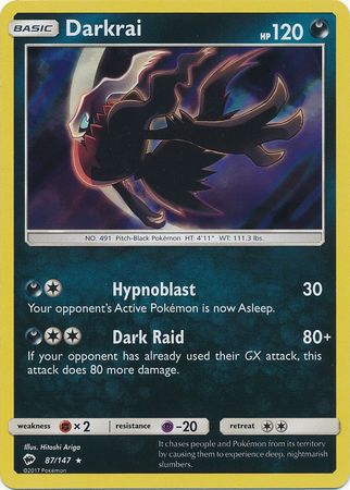 Pokemon Single Card - Burning Shadows 087/147 Darkrai Holo Pack Fresh