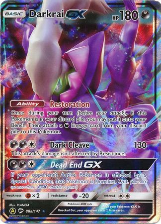 Pokemon Single Card - Burning Shadows 088a/147 Darkrai GX Pack Fresh