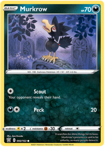 Pokemon Single Card - Battle Styles 093/163 Murkrow Common Pack Fresh