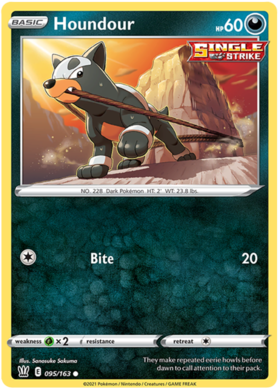 Pokemon Single Card - Battle Styles 095/163 Houndour Common Pack Fresh