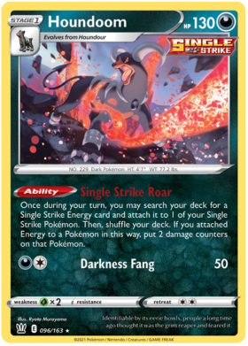 Pokemon Single Card - Battle Styles 096/163 Houndoom Holo Rare Pack Fresh