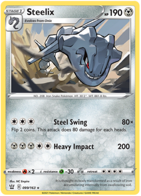 Pokemon Single Card - Battle Styles 099/163 Steelix Holo Rare Pack Fresh